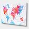 Designart - World Map In Pink and Blue - Modern Canvas Wall Art Print